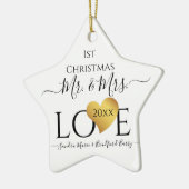 Wedding Black Gold Heart Weihnachten Name Mr. Ce Keramik Ornament (Links)