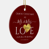 Wedding Black Gold Heart Weihnachten Name Mr. Ce Keramik Ornament (Rechts)