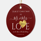 Wedding Black Gold Heart Weihnachten Name Mr. Ce Keramik Ornament (Links)