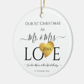 Wedding Black Gold Heart Weihnachten Name Mr. Ce Keramik Ornament (Links)