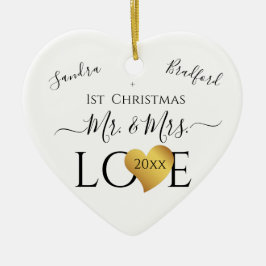 Wedding Black Gold Heart Weihnachten Name Mr. Ce Keramik Ornament