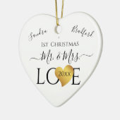 Wedding Black Gold Heart Weihnachten Name Mr. Ce Keramik Ornament (Links)