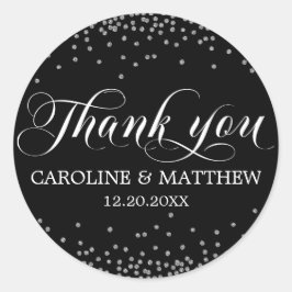 Wedding Black Sprinkle Sparkle Silver DANK Runder Aufkleber