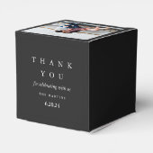 Wedding Black White Personalized Photo Thank You Geschenkschachtel (Rückseite)