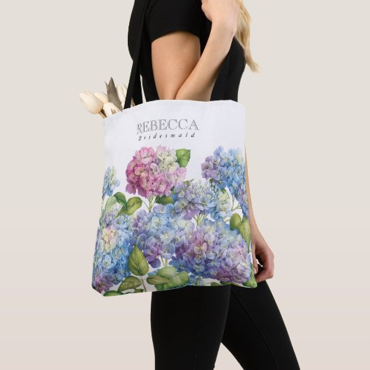Wedding blauer Hydrangea-Blumenbrautjungfer Tasche (Von Nahem)