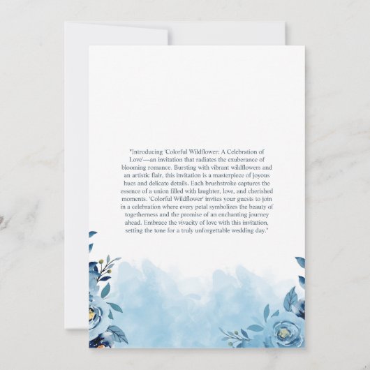 Wedding Blue Blume Bouquet Einladung (Rückseite)