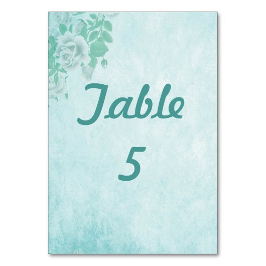 Wedding Blue Floral Tischnummer (Rückseite)