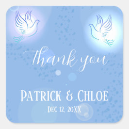 Wedding Blue Lighting Dove Quadratischer Aufkleber