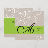 Wedding Blumenmonogramm nennt Einladung (Vorne/Hinten)