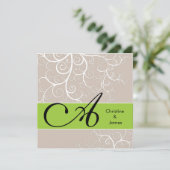 Wedding Blumenmonogramm nennt Einladung (Stehend Vorderseite)