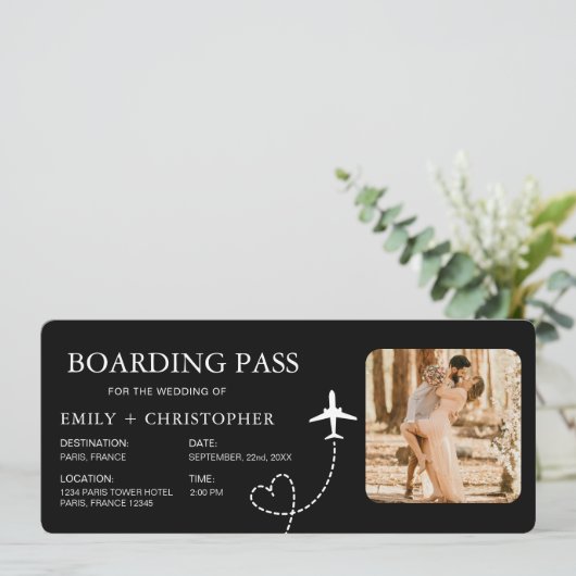 Wedding Boarding Pass QR Code Ticket (Stehend Vorderseite)