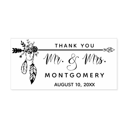 Wedding Boho Individuelle Name Vielen Dank Gummistempel (Prägung)