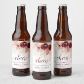 Wedding Boho Pampas Grass Wedding Burgundy Bierflaschenetikett (Flaschen)