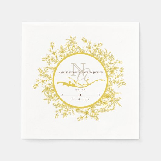 Wedding Boho Personalisiert Monogram Napkin Serviette (Vorderseite)