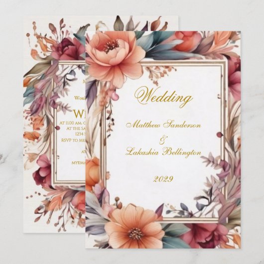 Wedding Boho style Modern Sophisticated Classy Einladung (Vorne/Hinten)