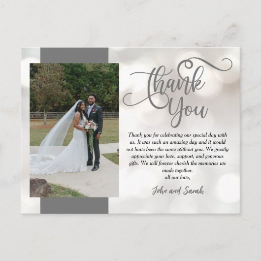 Wedding Bokeh Vielen Dank, dass Sie eine Postkarte (Vorderseite)