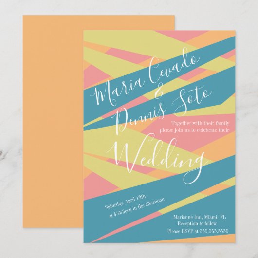 Wedding Bold Abstrakt Typografie Einladung (Vorne/Hinten)