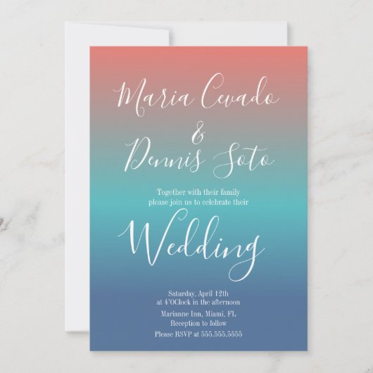 Wedding Bold Gradient Sunset Script Einladung (Vorderseite)
