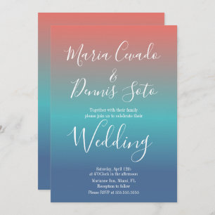 Wedding Bold Gradient Sunset Script Einladung