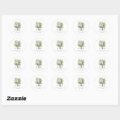 Wedding Bouquet Monogram Runder Aufkleber (Blatt)