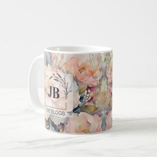 Wedding Bouquet Monogram Tasse (Vorderseite Links)