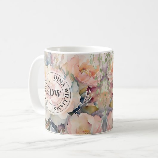Wedding Bouquet Monogram Tasse (Vorderseite Links)