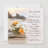 Wedding Bouquet on Beach Driftwood Einladung (Vorderseite)