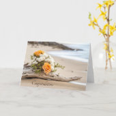 Wedding Bouquet on Beach Driftwood Karte (Gelbe Blume)