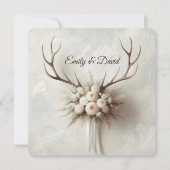Wedding Bouquet und Deer Antlers Einladung (Vorderseite)