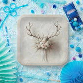 Wedding Bouquet und Deer Antlers Pappteller (Party)