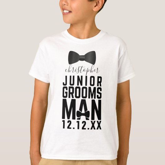 Wedding Bow Krawatte Junior Trauzeuge T - Shirt (Vorderseite)