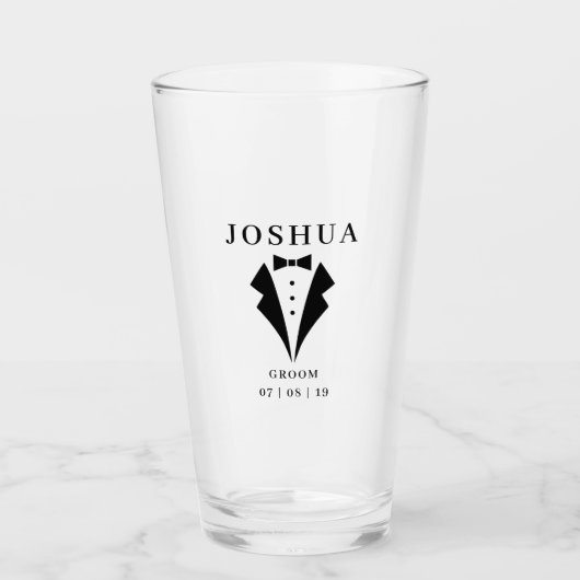 Wedding BRÄUTIGAM personalisierter Name u. Glas (Vorderseite)