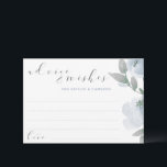 Wedding Brautparty Dusty Blue Gray Watercolor Hinweiskarte<br><div class="desc">Dusty Blue and Gray Watercolor Bouquet Brautparty oder Wedding Advice Cards: Dieses Design zeichnet sich durch sanft staubige blau/blau-graue Blüten mit lässiger, bouncy Schrift aus. Der Rücken hat einen Kranz mit den Initialen des Paares und dem Hochzeitstag. Wenn Ihre Gäste ihre Ratschläge und Wünsche für das Paar schreiben, können sie...</div>