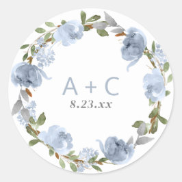 Wedding Brautparty Dusty Blue Gray Watercolor Runder Aufkleber