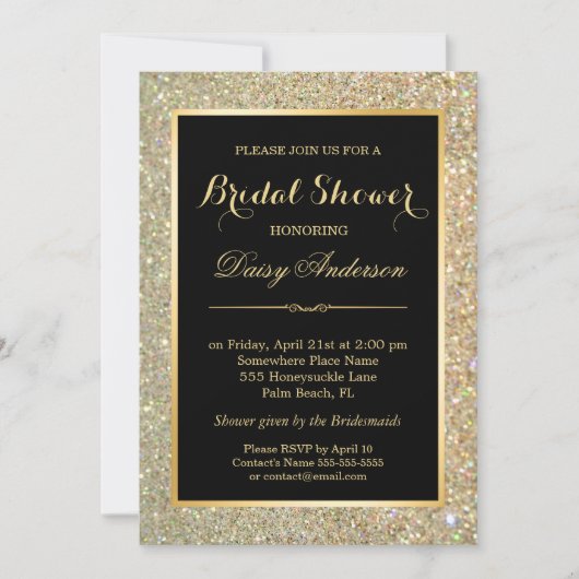 Wedding Brautparty Trendy Gold Glitzer Glitzern Einladung (Vorderseite)