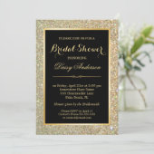Wedding Brautparty Trendy Gold Glitzer Glitzern Einladung (Stehend Vorderseite)