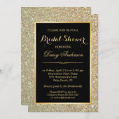 Wedding Brautparty Trendy Gold Glitzer Glitzern Einladung (Vorne/Hinten)