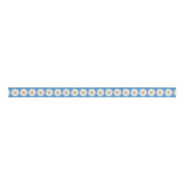 Wedding Brautparty White Yellow Blue Daisy Ripsband