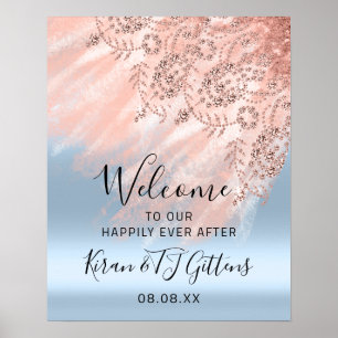 Wedding Bridal Welcome Dress Drips Blue Event Poster