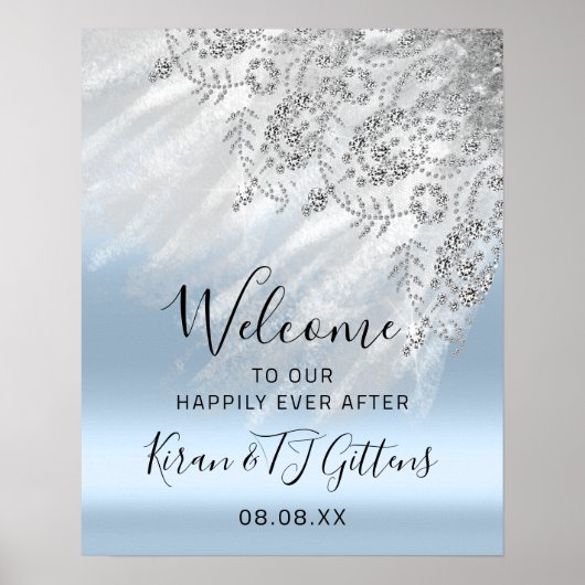Wedding Bridal Welcome Dress Tropfens Grau Event Poster (Vorne)