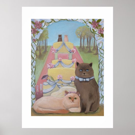 Wedding Bride and Groom Cat Art Print Poster (Vorne)