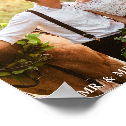 Wedding Bride and Groom Foto Mr. and Mrs. Poster (Ecke)