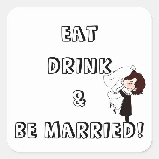 Wedding Bride and Groom Humor Quadratischer Aufkleber (Vorderseite)