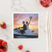 Wedding Bride and Groom on a Jet Ski Serviette (Beispiel)