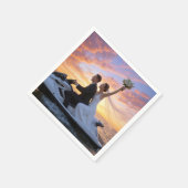 Wedding Bride and Groom on a Jet Ski Serviette (Ecke)