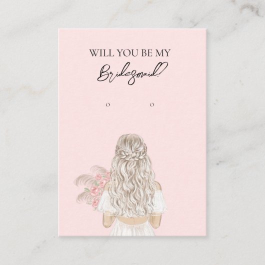 Wedding Bride Bridesmaid Earring Display Card Visitenkarte (Vorderseite)