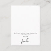 Wedding Bride Bridesmaid Necklace Display Card Visitenkarte (Rückseite)