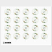 Wedding Bride Groom Name Green Floral Eucalyptus Runder Aufkleber (Blatt)