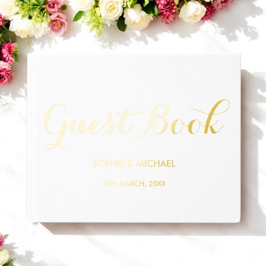 Wedding Bride Groom Names White Foil Guestbook Gästebuch