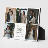 Wedding Bride & Groom Photo Collage Monogram Names Fotoplatte (Seite)
